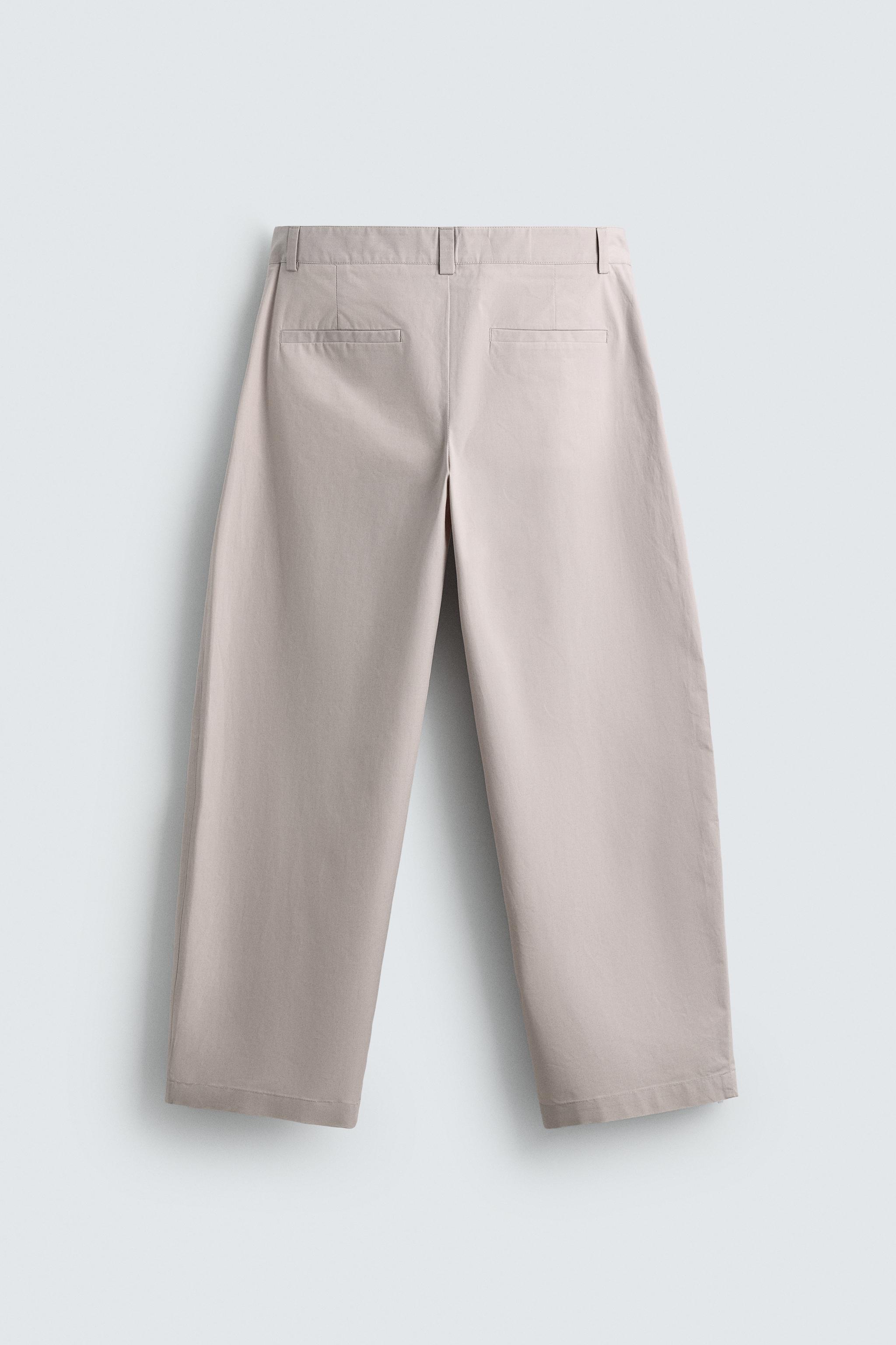PANTALON STRAIGHT FIT EN POPELINE À PLIS